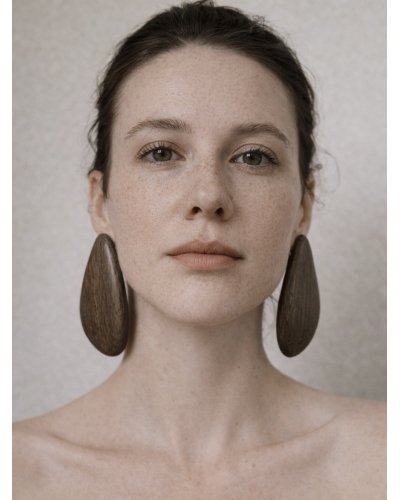 Large, original brown oak earrings | Natural, organic form