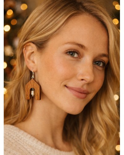 Wooden Earrings with Natural Pearls | Luxury Handcrafted Jewelry