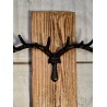 Rustic Reclaimed Wood Wall Rack with Metal Antlers. Farmhouse Hanger