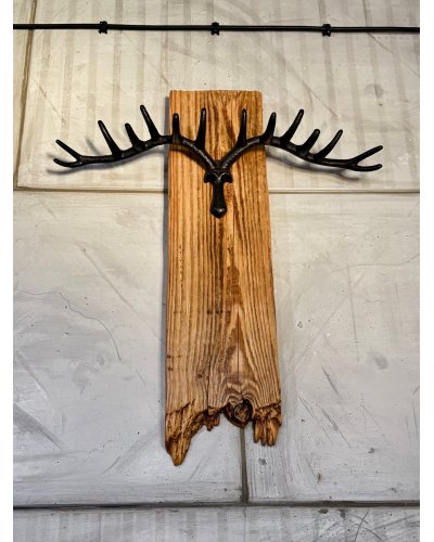 Wieszak ścienny rustykalny ze starego drewna | Metalowe poroże | Loft, Modern Rustic | Rękodzieło z odzysku