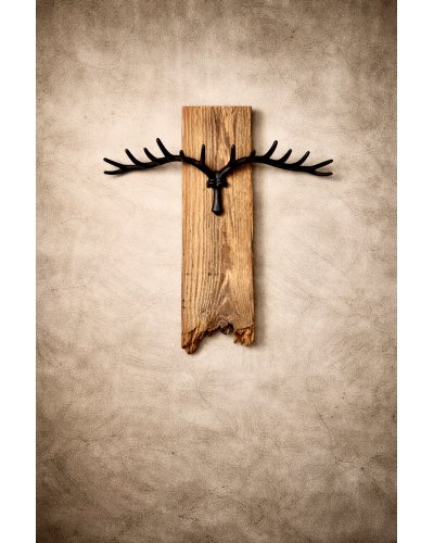 Wieszak ścienny rustykalny ze starego drewna | Metalowe poroże | Loft, Modern Rustic | Rękodzieło z odzysku