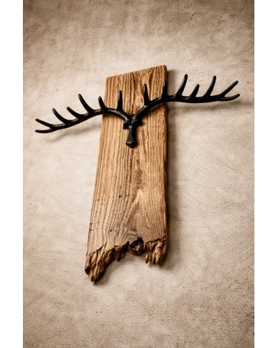 Wieszak ścienny rustykalny ze starego drewna | Metalowe poroże | Loft, Modern Rustic | Rękodzieło z odzysku