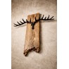Rustic Reclaimed Wood Wall Rack with Metal Antlers. Farmhouse Hanger