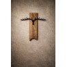 Rustic Reclaimed Wood Wall Rack with Metal Antlers. Farmhouse Hanger