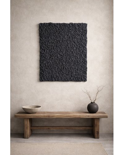 3D Black Textured Painting. Abstract Wall Art.(Alternatywnie: Black 3D Textured Artwork. Abstract Wall Decor.)