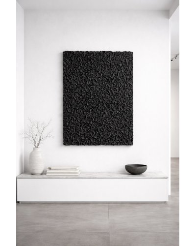 3D Black Textured Painting. Abstract Wall Art.(Alternatywnie: Black 3D Textured Artwork. Abstract Wall Decor.)