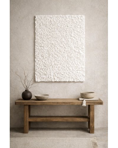 Biały Obraz Teksturowany 3D. Abstrakcyjna dekoracja ścienna.