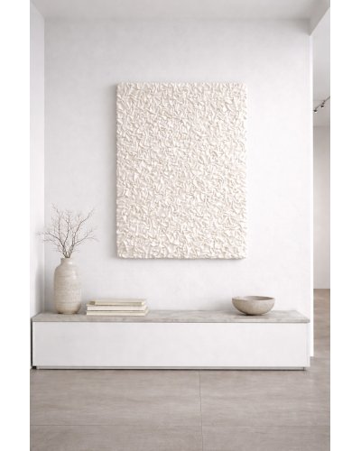 3D White Textured Painting. Abstract Wall Art.(Alternatywnie: Black 3D Textured Artwork. Abstract Wall Decor.)