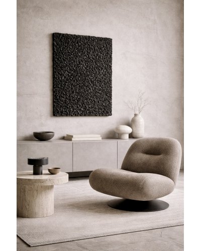 3D Black Textured Painting. Abstract Wall Art.(Alternatywnie: Black 3D Textured Artwork. Abstract Wall Decor.)