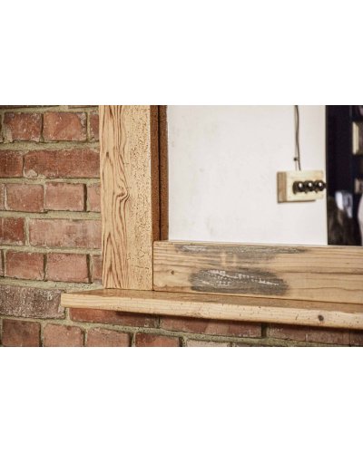 Wooden Mirror with Shelf | Handmade Solid Wood Mirror | Rustic Mirror