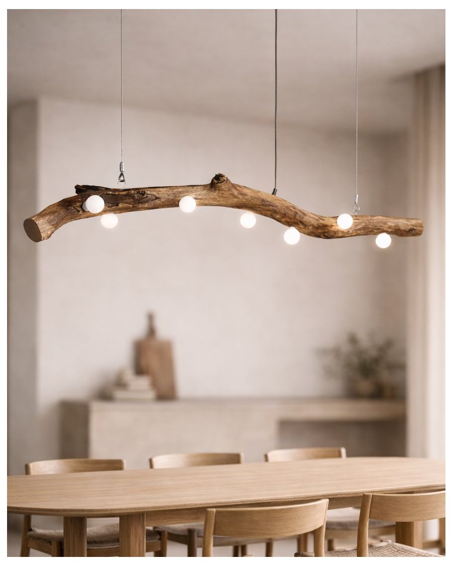 Handmade Wooden Pendant Light | Oak Branch Lamp – One of a Kind