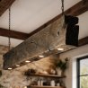 Rustykalna drewniana lampa wisząca z belki | Lampa nad stół handmade | Styl loft i farmhouse