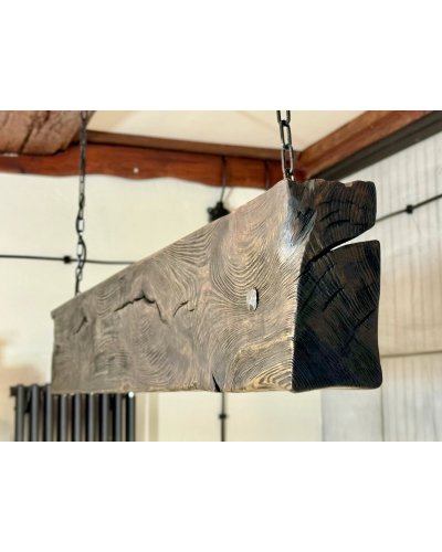 Rustic Wooden Beam Pendant Light | Handmade Dining Table Light | Farmhouse & Loft Style