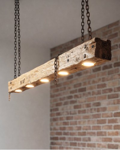 Wooden rustic beam lamp
