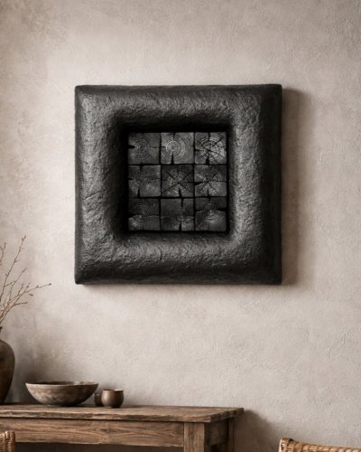 ELEMENT: C | Monochrome Structured Image | Graphite + Wood