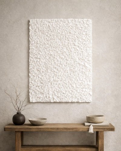 3D White Textured Painting. Abstract Wall Art.(Alternatywnie: Black 3D Textured Artwork. Abstract Wall Decor.)
