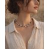 Vintage style necklace with natural pearls and wooden beads