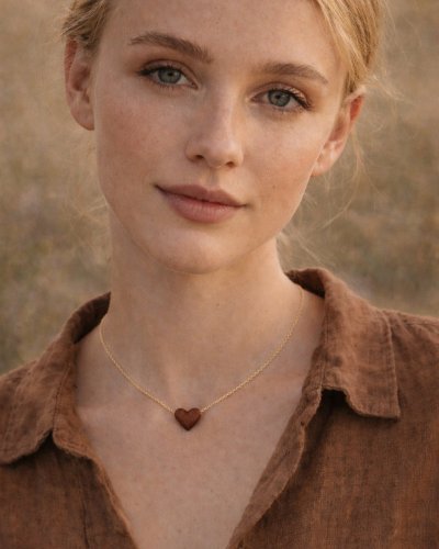 Miłosna biżuteria dla niej❤︎ Łańcuszek choker z drewnianym serduszkiem