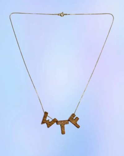 WTF necklace | Wooden pendants | Jewelry with character