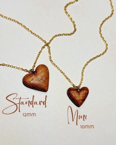 Necklace with a mini heart. Wooden heart on a silver chain