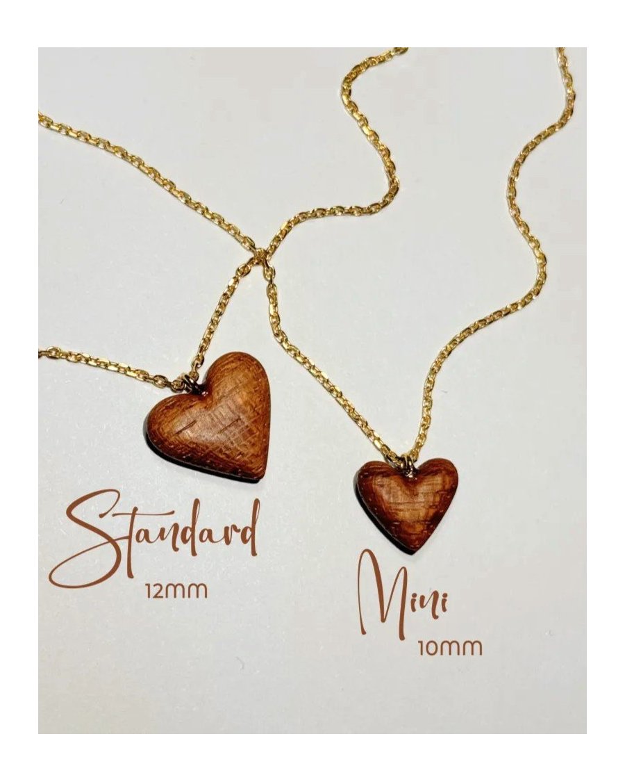 Necklace with a mini heart. Wooden heart on a silver chain