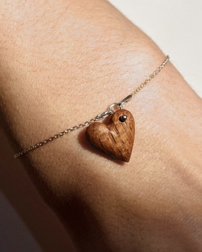 Bracelet with wooden heart| Wood Jewelry as a Gift