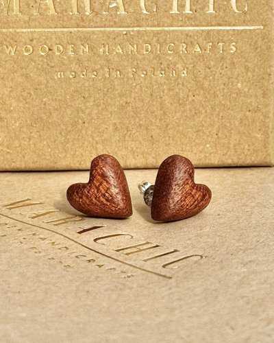 Mini heart earrings. Wooden cute heart for your ear