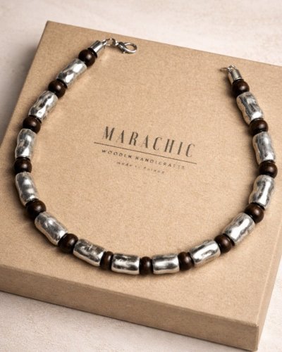 Naszyjnik choker TERRA – drewniana biżuteria handmade | MARACHIC