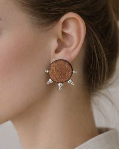 Wooden geometric earrings by Marachic