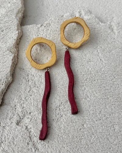 Long Dangle Wooden Earrings SAMARA: A Fusion of Nature and Designq