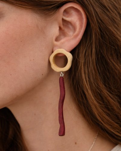 Long Dangle Wooden Earrings SAMARA: A Fusion of Nature and Designq