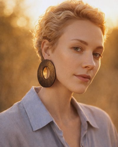 "Burnt Halo" Earrings | Shou Sugi Ban Wood, Geometric, Minimalist