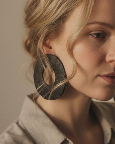 Drewniane duże kolczyki opalane Shou Sugi Ban Marachic