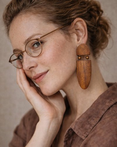 Wooden earrings with Perls