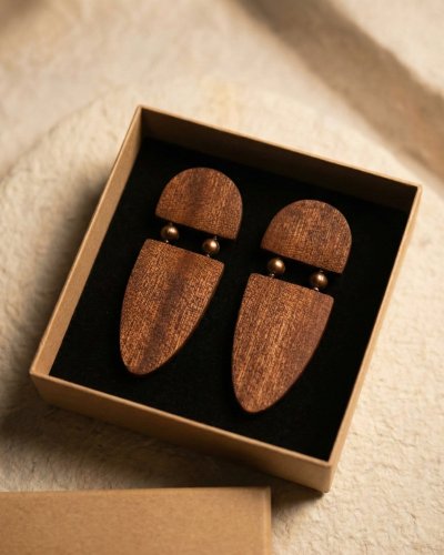 Wooden earrings with Perls