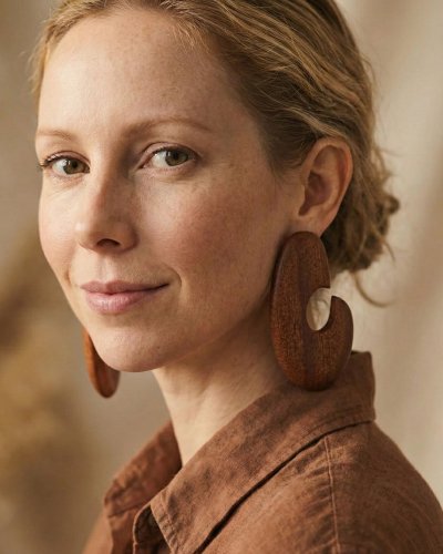 Duże drewniane kolczyki Sapeli Spiral MARACHIC