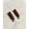 Charming wooden baton earrings with pearl ends | Minimalist jewelry