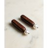 Charming wooden baton earrings with pearl ends | Minimalist jewelry