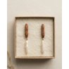 Wooden Earrings with Natural Pearls | Minimalist Jewelry