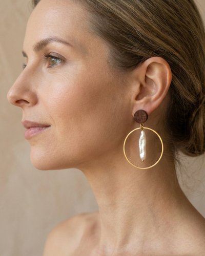 Elegant natural earrings with natural pearl MARACHIC 5th Anniversary Gift