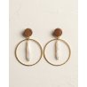 Drewniane kolczyki z perłą naturalną Marachic