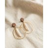 Wooden Earrings with Natural Pearls | Minimalist Jewelry
