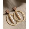 Wooden Earrings with Natural Pearls | Minimalist Jewelry