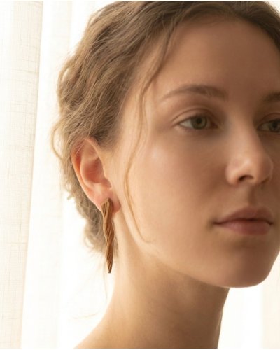 Long Wooden Earrings 45mm "TWIG" | Minimalist, Light Oak Jewelry