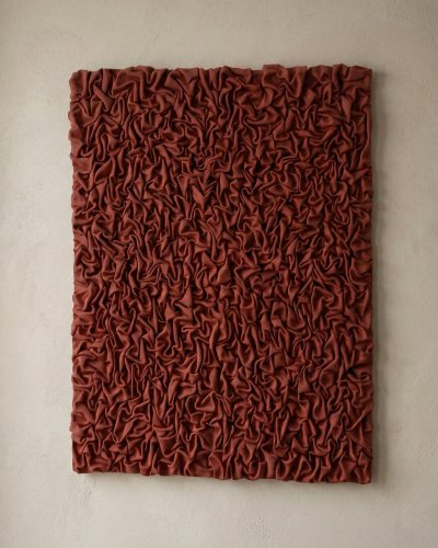 Duży czerwony abstrakcyjny obraz strukturalny Marachic STUDIO