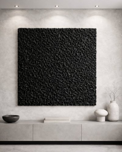Black Textured 3D Wall Art – Modern Statement