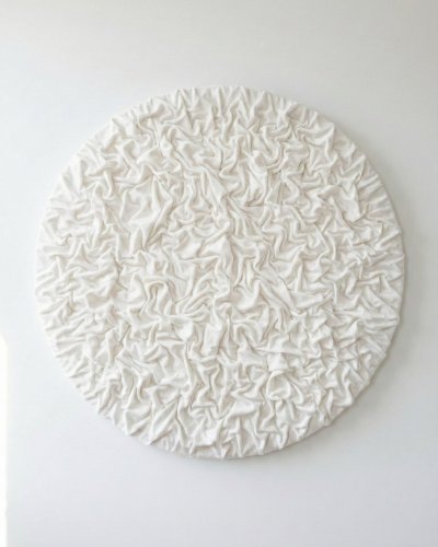 large round white textured 3d wall art handmade