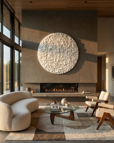 Round White Textured 3D Wall Art – Minimalist Wall Decor