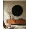 Round black textured 3D wall art  minimalist wall decor