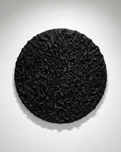 Round black textured 3D wall art  minimalist wall decor